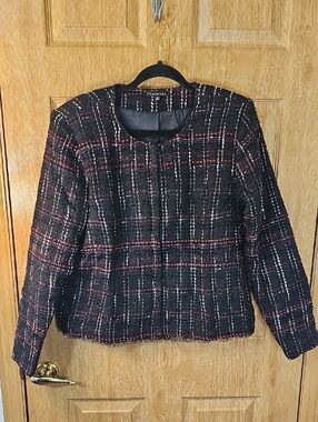 Chadwicks Black Tweed Blazer with Red & White Plaid